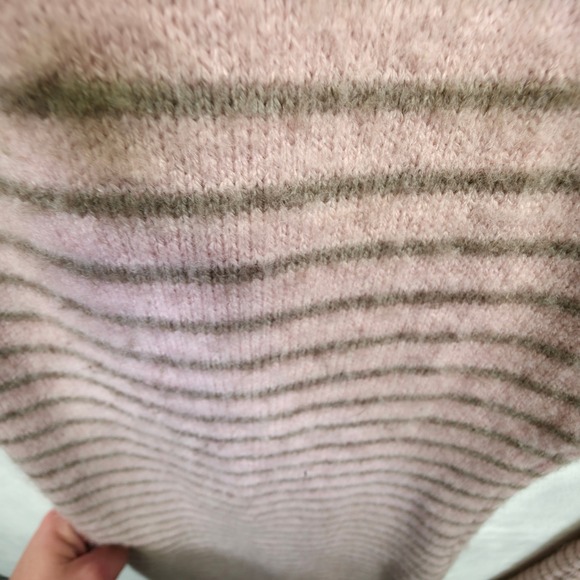 MUSERA Pants Women XL Pink Wide Leg Knit Striped Tall Fold Over Lounge Cozy READ - Picture 10 of 16